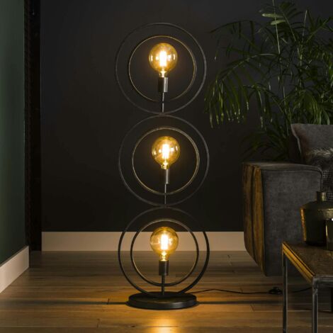 Lampadaire industriel anneaux doubles 3 lampes TRIBECA