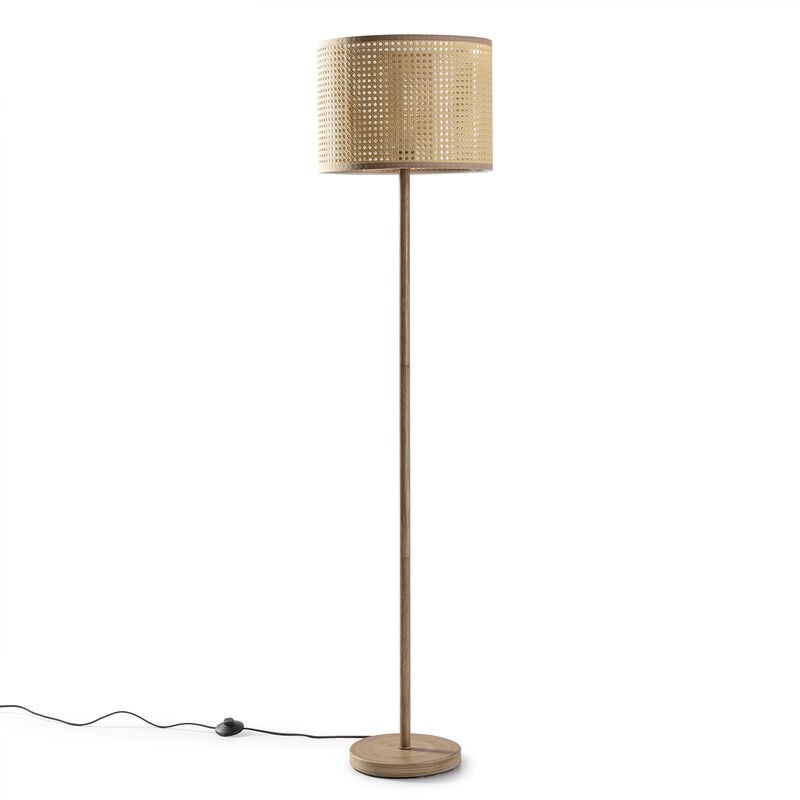Lampadaire Keiko métal imitation bois, hauteur 161 cm