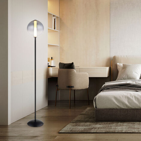 Lampadaire lampadaire boule verre fumée lampe de salon LED H 152 cm