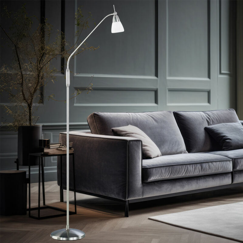 Lampadaire lampadaire lampadaire lampe de salon lampe de salle à manger lampe de chambre, acier argent, verre, variateur tactile, G9, l 74 cm