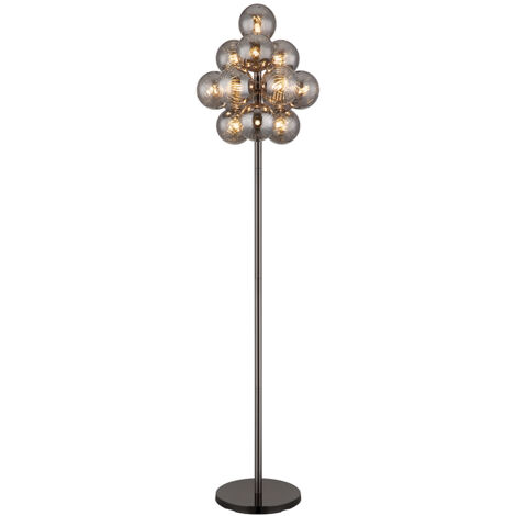 Lampadaire lampadaire lampe de salon boule de verre noir 13 flammes fumée H 160cm