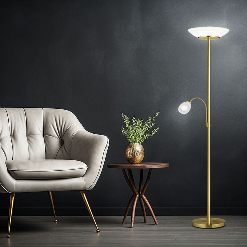 Lampadaire lampadaire lampe de salon lampe de chambre plafonnier projecteur métal laiton couleurs avec spot de lecture flexible, commutable