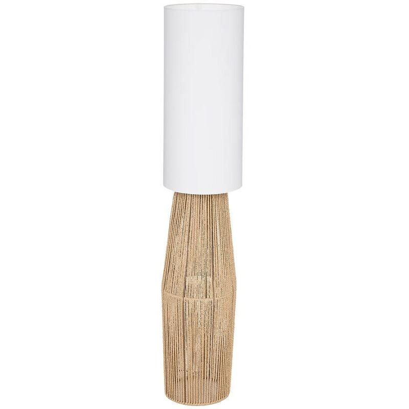 Lampadaire, lampe à poser sans pieds coloris Beige et métal noir - diamètre 28 x Hauteur 130 cm