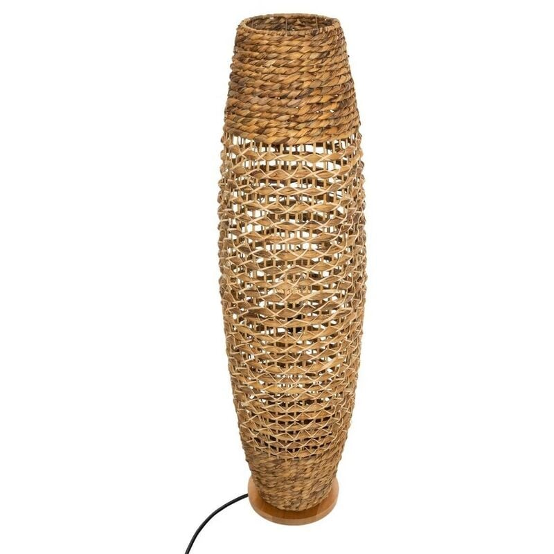 Lampadaire, lampe à poser sans pieds coloris Beige et métal noir - diamètre 31 x Hauteur 118 cm