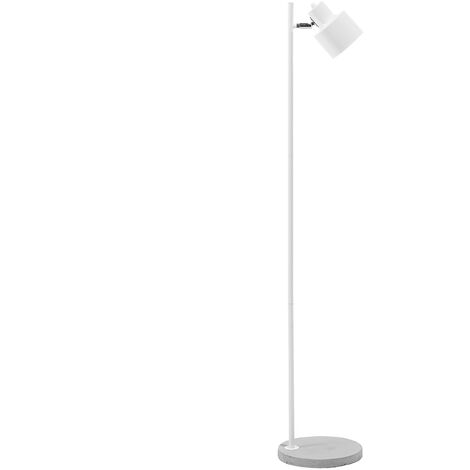 Lampadaire Lampe de Chevet Blanc en Métal sur Pied en Béton E27 Max 40W pour Éclairage de Chambre ou Salon au Design Intemporel et Minimaliste Beliani - Blanc