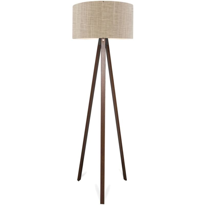 Lampadaire lampe lumière luminaire hauteur 140 cm E27 effet bois, marron clair