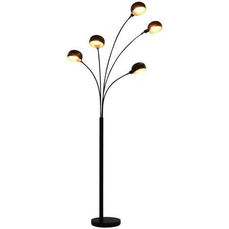 Lampadaire - Lampe pour Salon, Chambre, Bureau 200 cm 5 x E14 Noir et doré