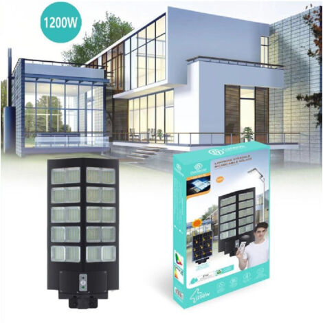 Lampadaire Led 1200w Panneau Solaire Capteur Crépusculaire Ip67 Led-8472
