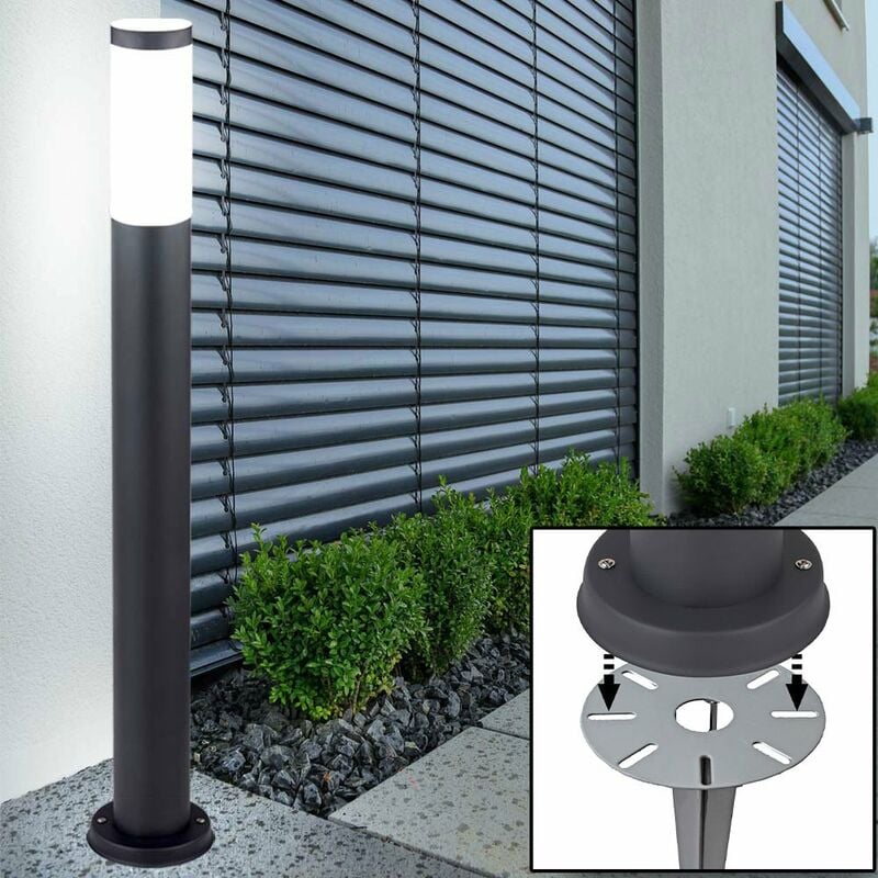 Lampe sur pied en acier inoxydable pour allée de jardin Lampe d'extérieur à piquet anthracite dans un ensemble comprenant des ampoules led