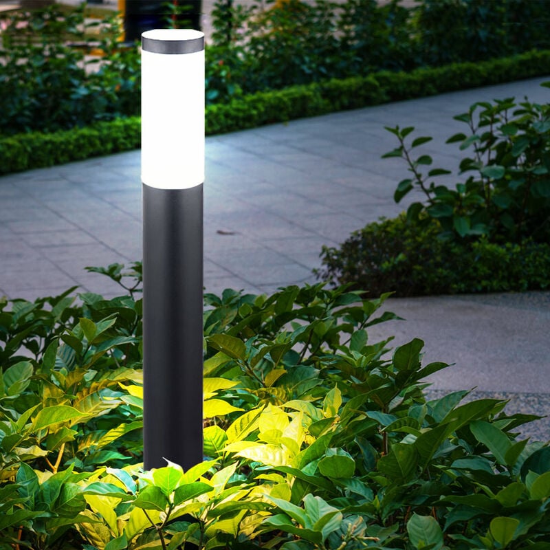 Lampadaire en acier inoxydable éclairage allée de jardin lampadaire extérieur anthracite dans un ensemble comprenant des ampoules led
