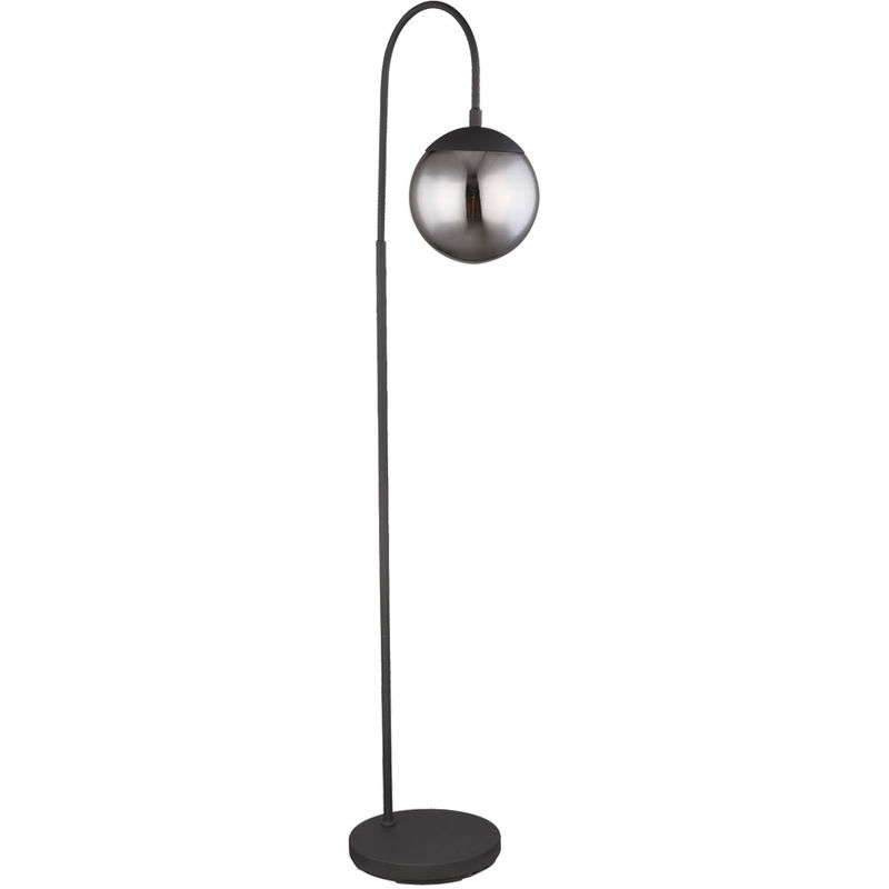 Lampadaire design filament boule de verre noir mat lampe à arc sur pied dans un ensemble comprenant des ampoules LED