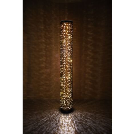 Lampadaire LED cylindrique noir doré en tissu – 103 cm – Lumière chaude 3000K – 8W 800lm – Design vintage effet étoiles – Reality