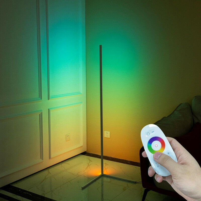 Lampadaire led d'Angle 20W - rgb Lampadaire sur Pied Décoratif Lampe Salon Réglable à Télécommande - 41x140cm