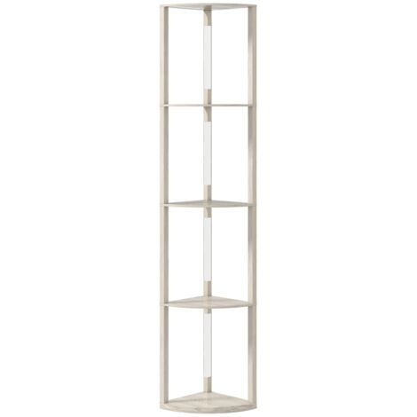 Lampadaire LED d'angle, étagère à intensité variable, 4 étagères, lumière blanc chaud, 41 x 30 x 164 cm, chêne