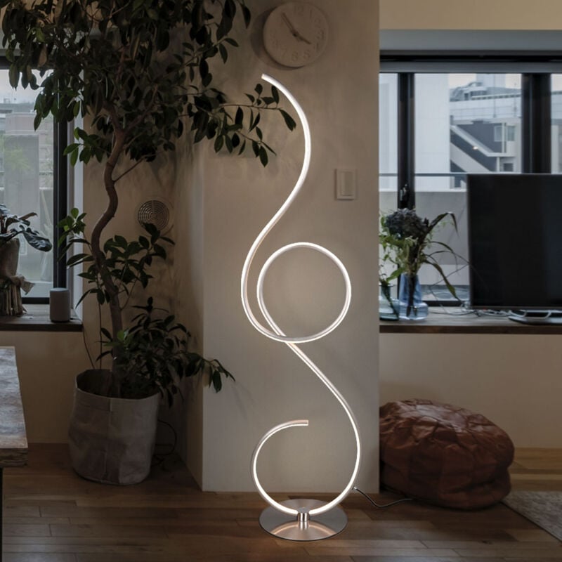 Etc-shop - Lampadaire led lampadaire design dimmable lampadaire de salon argenté, interrupteur au pied cct, 23W 2700lm 2700K 4000K 6000K, h 118 cm