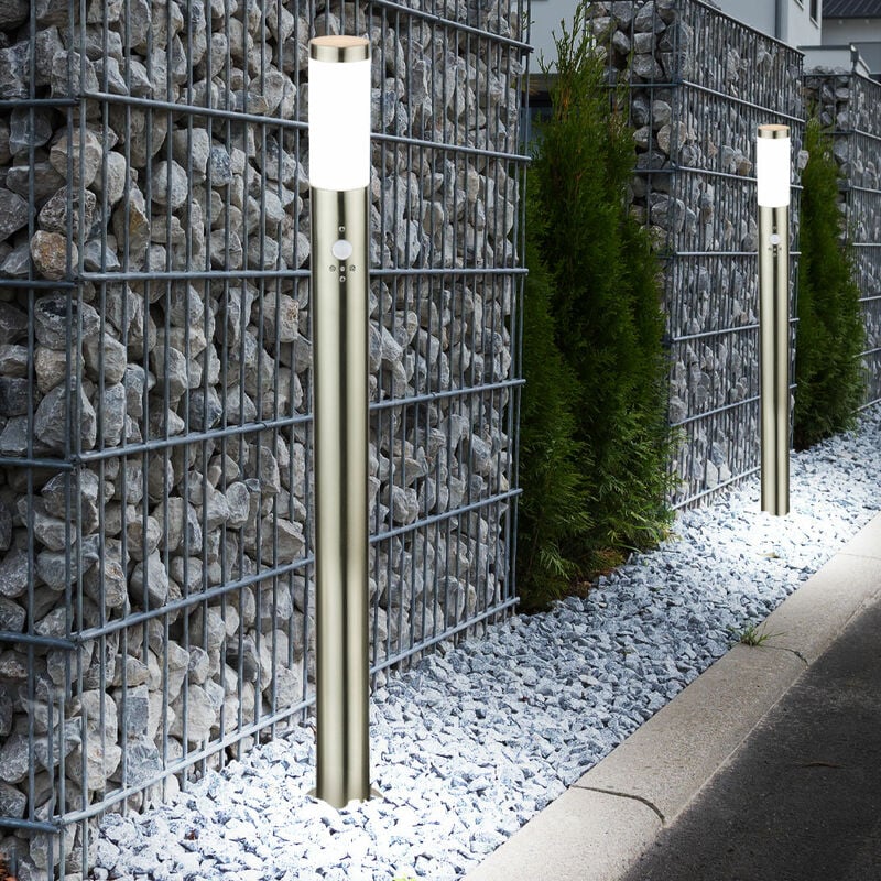 Lot de 2 lampes d'extérieur lampadaire en acier inoxydable éclairage IP44 avec led