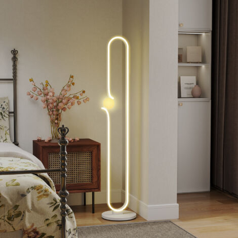 Lampadaire LED en forme de note de musique, avec luminosité réglable et interrupteur au pied, en métal, plastique et verre, 28 x 28 x 145 cm, blanc