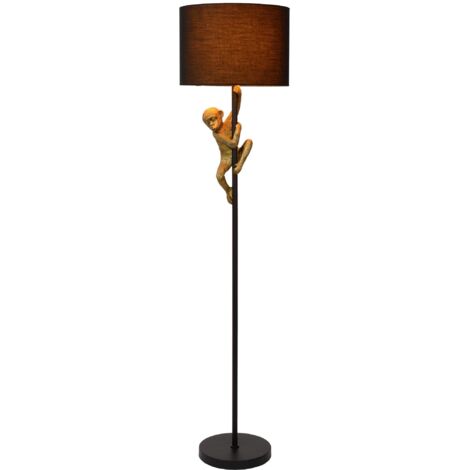 Lampadaire led extravaganza chimp – Métal et abat-jour en coton – Hauteur 150 cm – Ø35 cm – Utilisable avec source lumineuse LED – Lucide