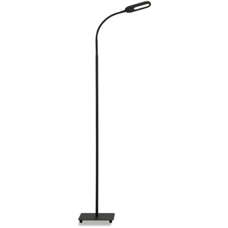 Lampadaire led Briloner leuchten office step, 6,6 w, 600 lm, IP20, noir, métal-plastique, intensité lumineuse variable, 21 x 21 x 128 cm