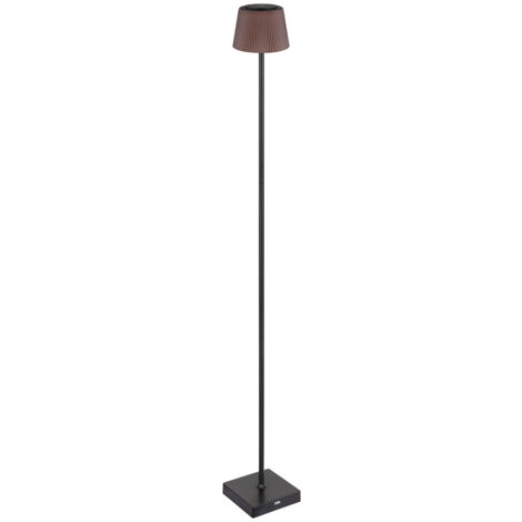 Lampadaire LED intégré noir mat, marron IP44 LED à intensité variable 3 000-4 000 K variateur tactile