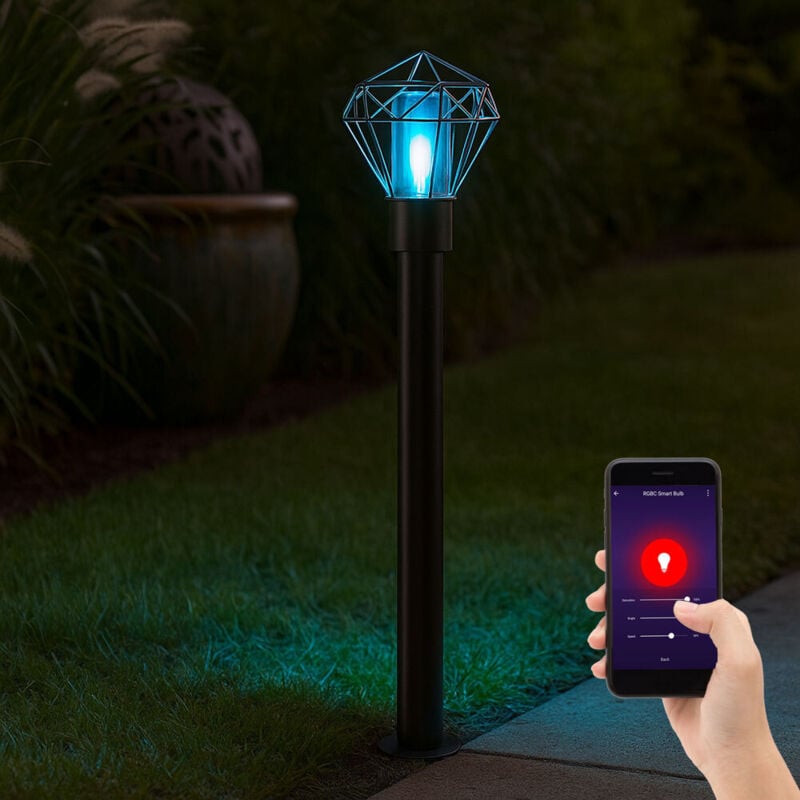 Lampadaire led intelligent, lampe de terrasse à intensité variable, lampe d'extérieur industrielle, lampe de chemin à led, base en acier inoxydable