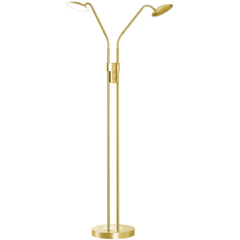 Lampadaire LED laiton Lampe sur pied dimmable CCT lampe de salon lampe de lecture bras mobiles, métal verre, 2x 7,5W 900Lm blanc chaud neutre, H 135 Lampadaire LED laiton Lampe sur pied dimmable CCT lampe de salon lampe de lecture bras mobiles, métal verre, 2x 7,5W 900Lm blanc chaud neutre, H 135