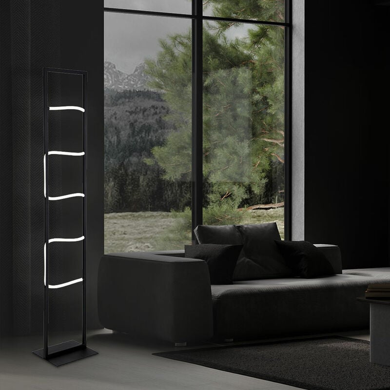 Lampadaire led lampadaire salon lampe de bureau lampe de chambre, métal noir aluminium blanc plastique, 26W 860lm 3000K blanc chaud, h 135,4 cm