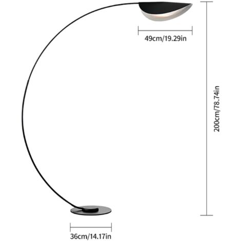 Lampadaire LED moderne arc noir, dimmable avec 3 températures de couleur, ampoule incluse, grande lampadaire avec interrupteur au pied pour salon