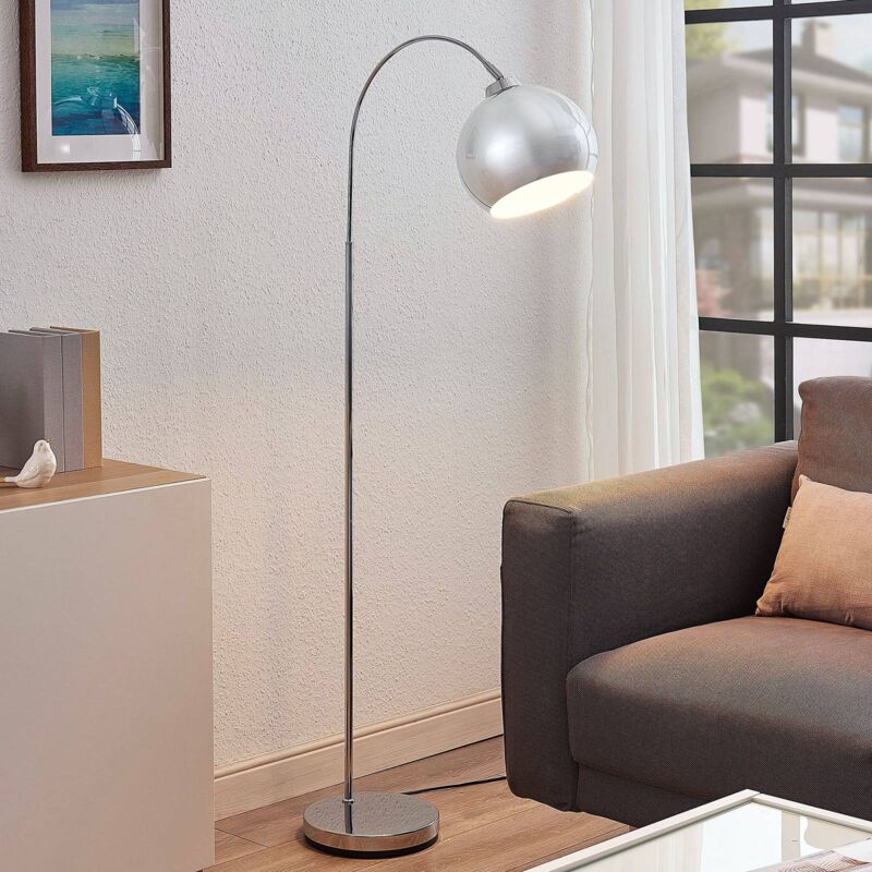 Lampadaire LED 'Moisia' en métal pour salon & salle à manger - chromé