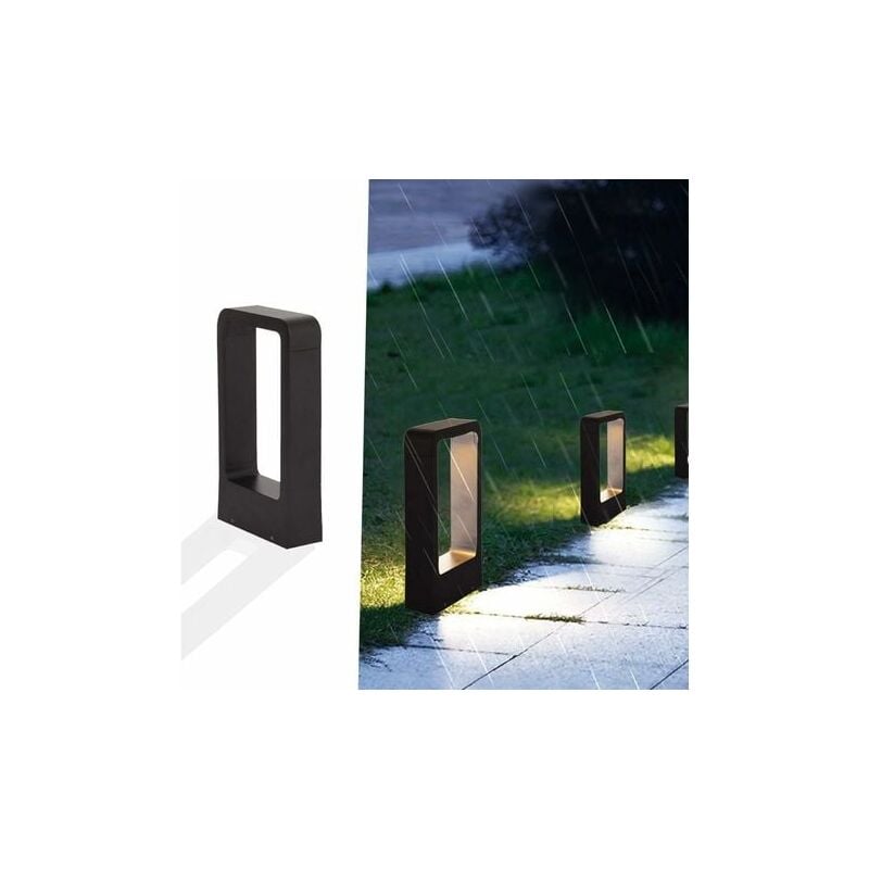 Lampadaire LED prise de courant 7W 3000k IP65 étanche noir Design blanc chaud patio extérieur jardin lumière