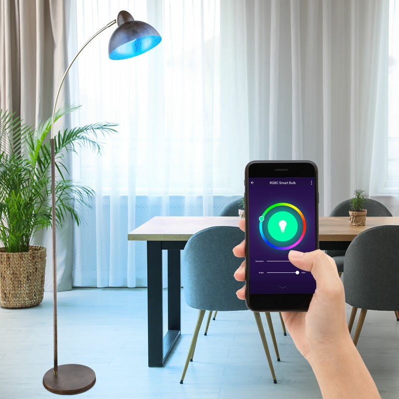 Lampadaire Arch Alexa Google lampadaire de salon GOLD rouille dans un ensemble comprenant des ampoules LED RVB