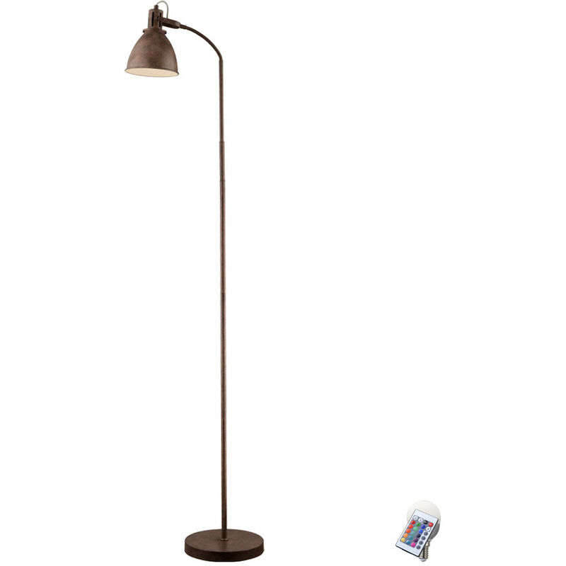Lampadaire de style maison de campagne lampe sur pied de couleur rouille télécommande dans un ensemble comprenant des ampoules LED RVB