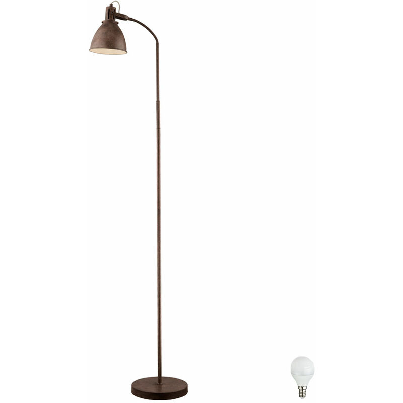Lampadaire de style maison de campagne, lampe sur pied de couleur rouille, éclairage de projecteur à bras flexo dans un ensemble comprenant des