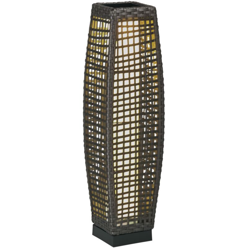 Lampadaire led solaire de jardin style colonial dim. 21L x 21l x 78H cm résine tressée filaire grise