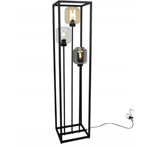 LAMPADAIRE LOFT NOIR ABAT-JOUR EN VERRE