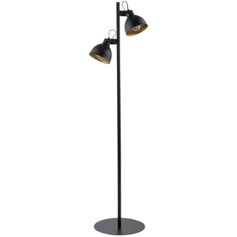 Lampadaire loft noir/or 2 spots orientables E27 Sigma