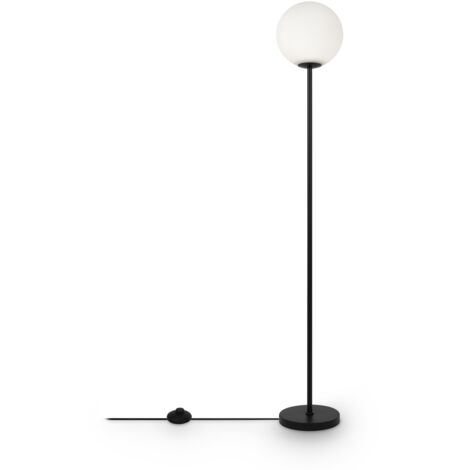 Lampadaire Maytoni Ring noir boule verre blanc E27