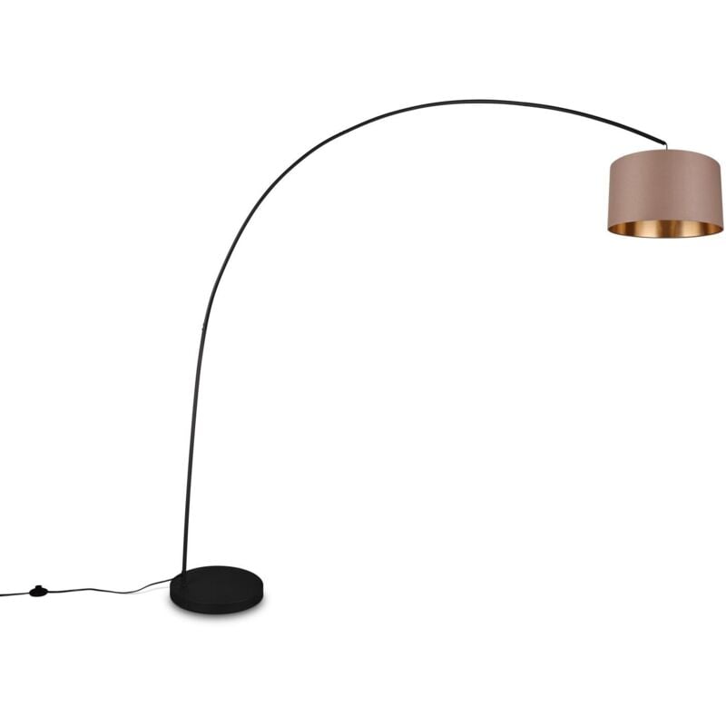 Lampadaire design, Lampadaire métal abat jour tissu en arc Mansur Anthracite en Metal Trio