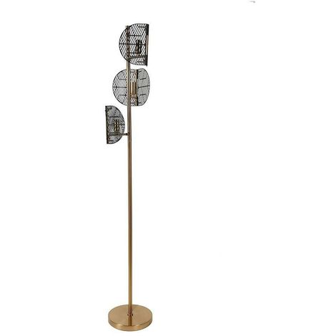 Lampadaire métal ajouré Kome noir doré H150 - Noir