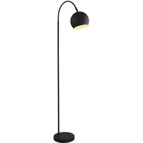 Lampadaire métal E27 orientable 143 cm noir abat-jour boule rétro