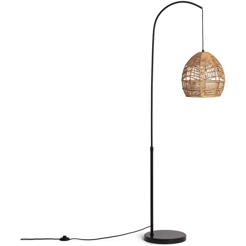 Lampadaire Métal et Papier Tressé Beyawo Naturel