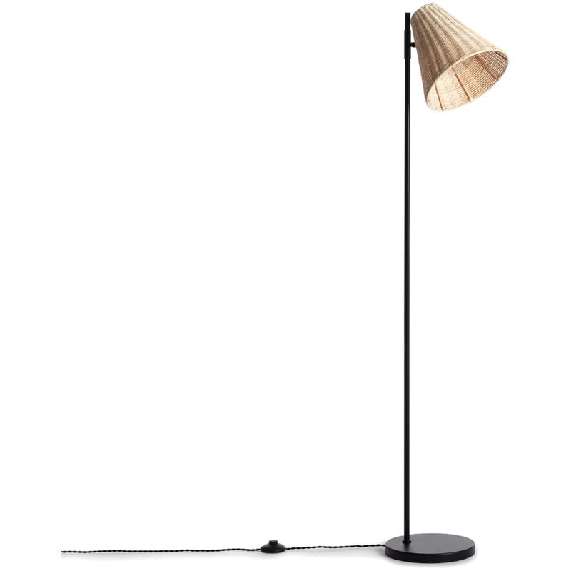 Lampadaire Métal et Rotin Cesto Noir