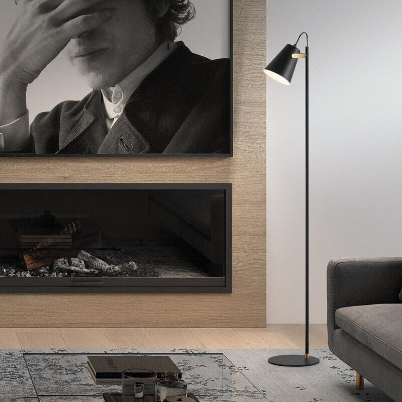 Lampadaire Métal Noir Tête Orientable Kiko