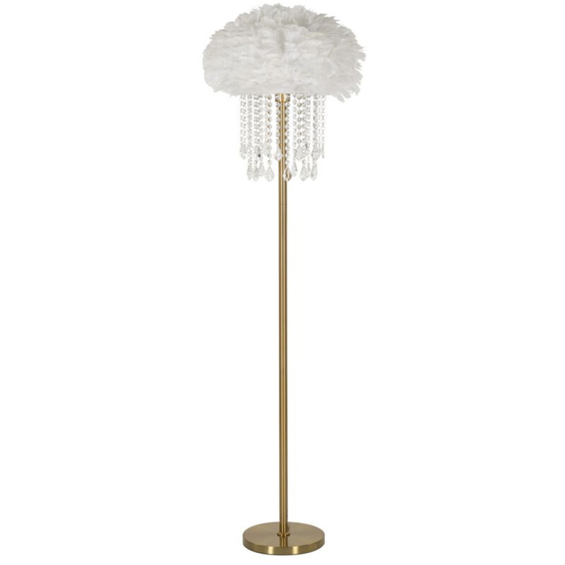 Epikasa - Lampadaire MF183, Métal, Plastique, Blanc, Or, 40x40x165 cm Epikasa - Lampadaire MF183, Métal, Plastique, Blanc, Or, 40x40x165 cm