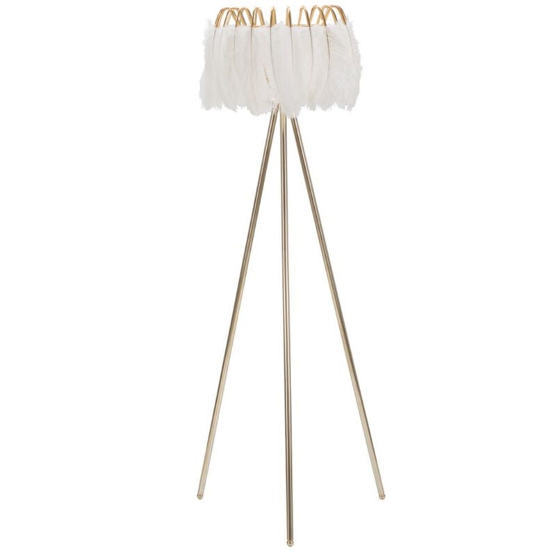 Epikasa - Lampadaire MF184, Métal, Plastique, Or, Blanc, 46x46x147 cm