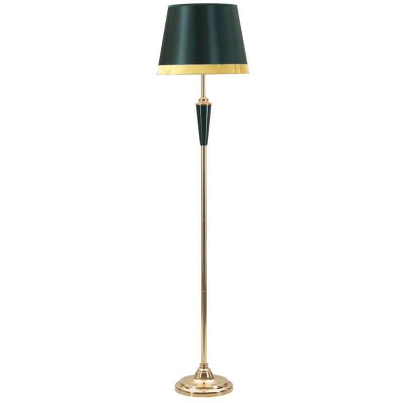 Lampadaire MF193, Métal, Tissu, Or, Vert, 40x40x170 cm