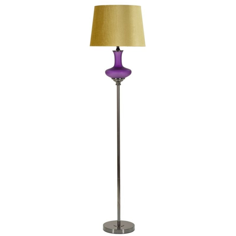 Lampadaire MF217, Verre, Métal, Tissu, Violet, Jaune, 40x40x167 cm