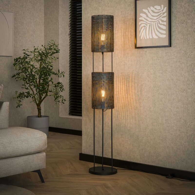 Lampadaire moderne 2 lampes effet maille tribeca Lampadaire moderne 2 lampes effet maille tribeca