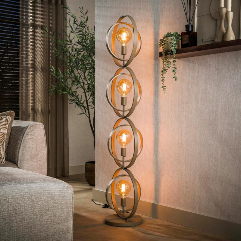 Lampadaire moderne beige 4 anneaux pivotants TRIBECA Lampadaire moderne beige 4 anneaux pivotants TRIBECA