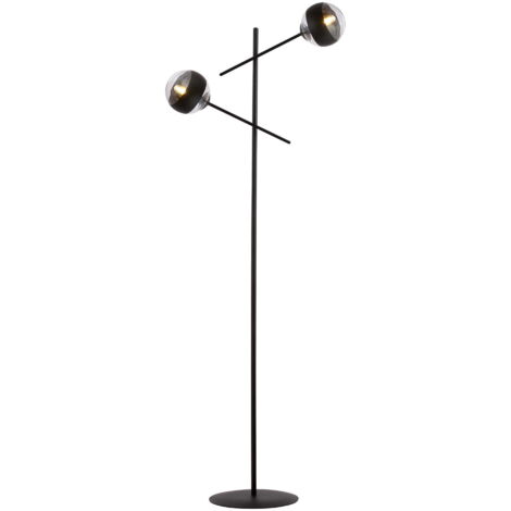 Lampadaire moderne Emibig LINEAR noir verre 2xE14 150cm